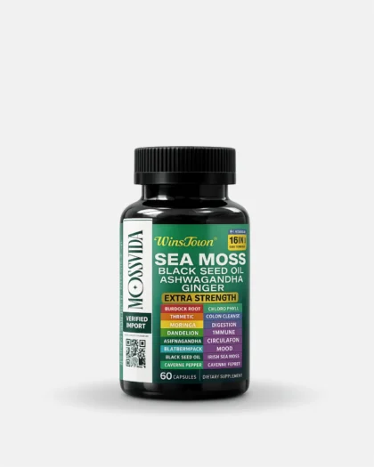 Sea moss ashwagandha black seed oil capsules Nigeria — Mossvida Trinity 60 caps